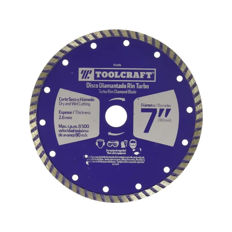 Discos Diamantado 7" Corte Turbo E7/8-5/8 Toolcraft TC4495