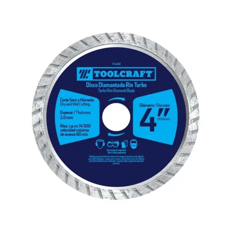 Discos Diamantado 4" Corte Turbo E7/8-5/8 Toolcraft TC4492