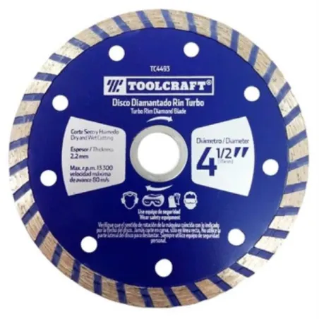 Discos Diamantado 4-1/2" Corte Turbo E7/8-5/8 Toolcraft TC4493