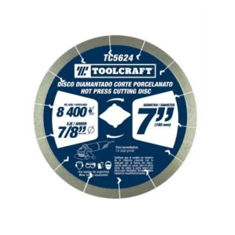 Discos Diamantado 7" Corte Porcelanato E7/8 Toolcraft TC5624