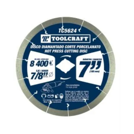 Discos Diamantado 7" Corte Porcelanato E7/8 Toolcraft TC5624