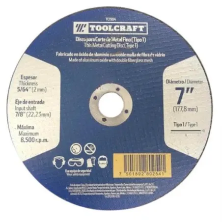  Discos Corte 7" x2mm Fino Metal E7/8 Toolcraft TC1904 3.644068 Discos Corte 7" x2mm Fino Metal E7/8 Toolcraft TC1904  TC1904 1 