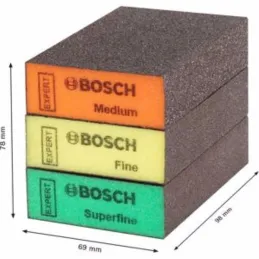 Esponjas para Lijar Recto Kit x3 Tacos Medio, Fino y Super Fino 69x97x26mm Bosch 2608901175 Bosch-Esponjas para Lijar Recto Kit 
