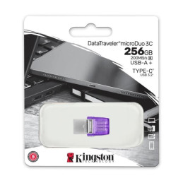 Memoria Flash USB Kingston 256GB DataTraveler microDuo 3C 200MB/s dual USB-A + USB-C