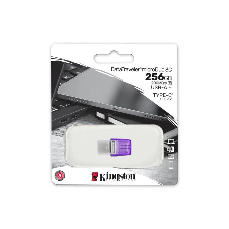 Memoria Flash USB Kingston 256GB DataTraveler microDuo 3C 200MB/s dual USB-A + USB-C