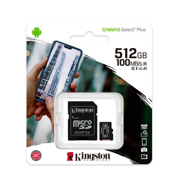 Memoria micro-SD Kingston Canvas Select Plus, 512GB, con Adaptador SD