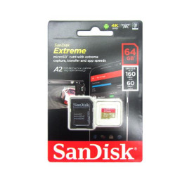 Memoria Flash SanDisk Extreme, 64GB, microSD, microSDHC, microSDXC, con adaptador SD.