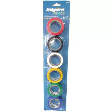 Juego de Cinta Aislante 6 Colores 18mm x6m de Vinil Fulgore FP0020