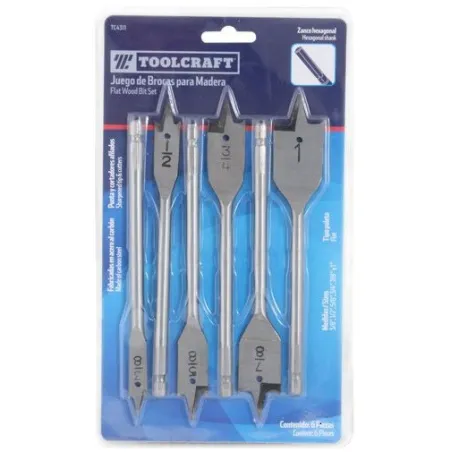 Juegos de Brocas 6 Piezas Mechas Planas Paleta Madera Toolcraft TC4311 ToolCraft-Juegos de Brocas 6 Piezas Mechas Planas Paleta 