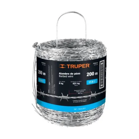  Rollo de Alambre de Puas 200m BWG17.5 Barbed Wire Truper 103403 44.067797 Rollo de Alambre de Puas 200m BWG17.5 Barbed Wire Tru