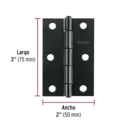 Bisagras Rectangular 3" x2" Acero Negro CMbola 1.4mm Hermex 45636 Hermex-Bisagras Rectangular 3" x2" Acero Negro CMbola 1.4mm He