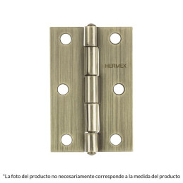 Bisagras Rectangular 2" x1-1/2" Acero Latonado Antiguo CMbola 1.1mm Hermex 46911