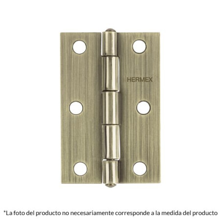Bisagras Rectangular 1-1/2" x1-3/16" Acero Latonado Antiguo CMbola 1.1mm Hermex 46910