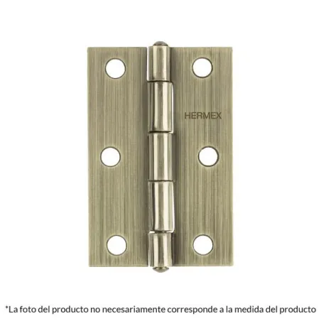 Bisagras Rectangular 1-1/2" x1-3/16" Acero Latonado Antiguo CMbola 1.1mm Hermex 46910