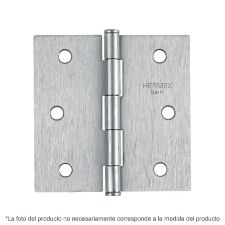 Bisagras cuadrada 2-1/2" Acero Cromo Mate Capuchina Cplana 2mm Hermex 25107