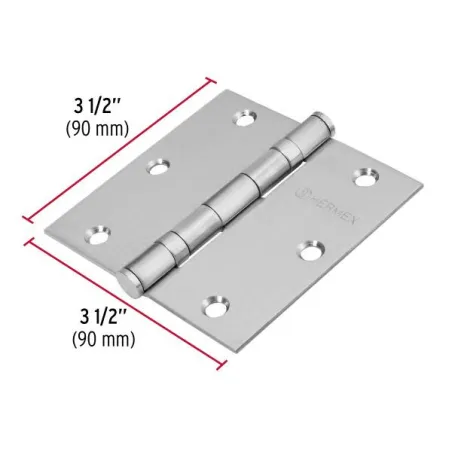 Bisagras cuadrada 3-1/2" Acero Inoxidable Capuchina CPlana 2mm Hermex 43228