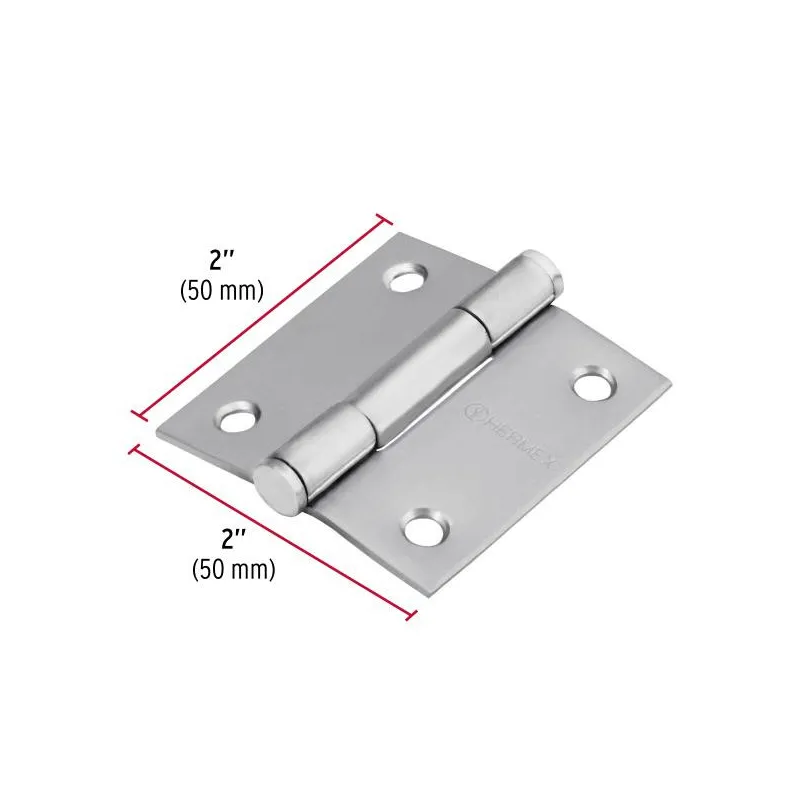 Bisagras cuadrada 2" Acero Inoxidable Capuchina CPlana 1.5mm Hermex 43225