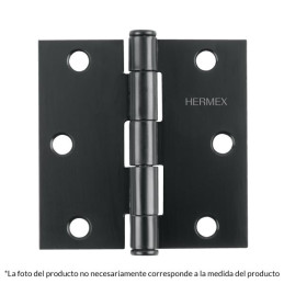 Bisagras cuadrada 4" Acero Negro Mate Capuchina CPlana 2.5mm Hermex 46709