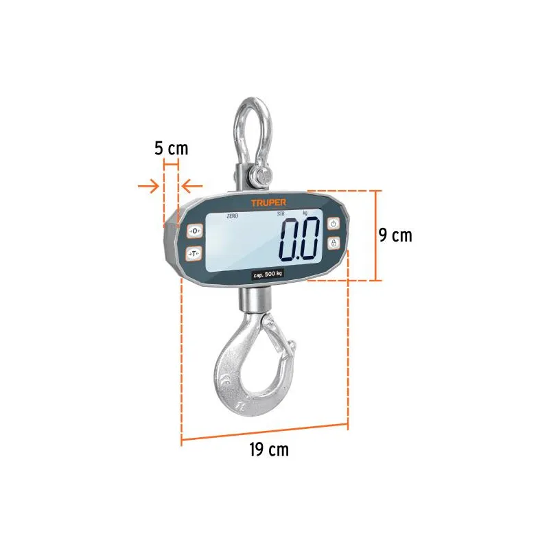 Balanzas Digital Colgante 500kg Recargable AutoApagado Truper 102543