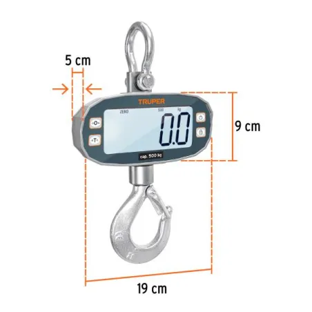  Balanzas Digital Colgante 500kg Recargable AutoApagado Truper 102543 397.457627 Balanzas Digital Colgante 500kg Recargable Auto