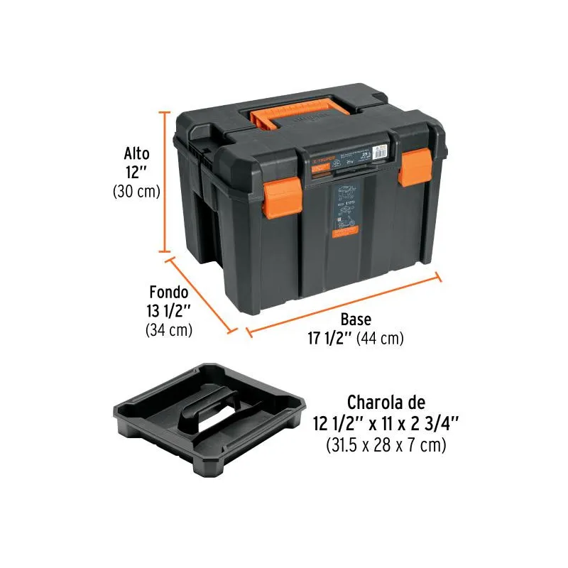 Caja para herramientas de 14 pulgadas naranja sin compartimentos