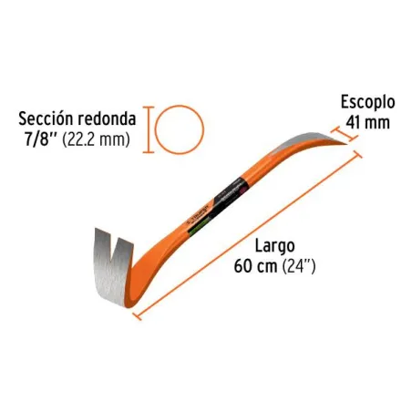  Pata de Cabra 7/8" x60cm 2.2kg Truper 102649 22.033898 Pata de Cabra 7/8" x60cm 2.2kg Truper 102649 Fabricada en acero con dobl