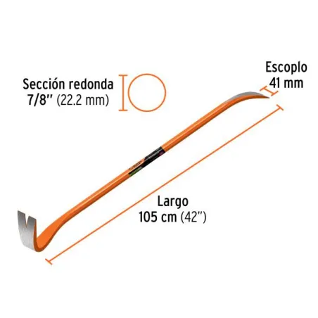  Pata de Cabra 7/8" x105cm 3.8kg Truper 102672 35.59322 Pata de Cabra 7/8" x105cm 3.8kg Truper 102672 Fabricada en acero con dob