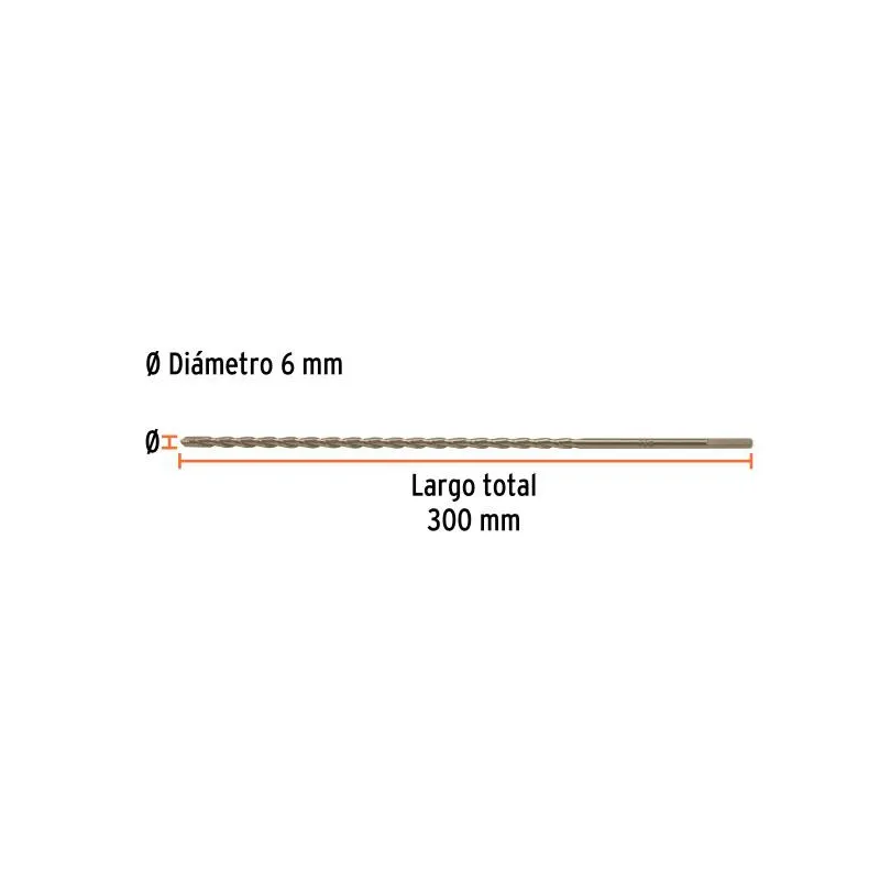 Brocas Concreto 6mm x300mm ZP3 Ctungsteno Truper 102344