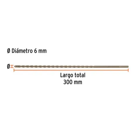 Brocas Concreto 6mm x300mm ZP3 Ctungsteno Truper 102344