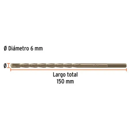  Brocas Concreto 6mm x150mm ZP3 Ctungsteno Truper 102343 2.033898 Brocas Concreto 6mm x150mm ZP3 Ctungsteno Truper 102343Cuerpo 