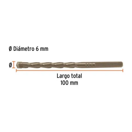  Brocas Concreto 6mm x100mm ZP3 Ctungsteno Truper 102342 1.694915 Brocas Concreto 6mm x100mm ZP3 Ctungsteno Truper 102342 Cuerpo