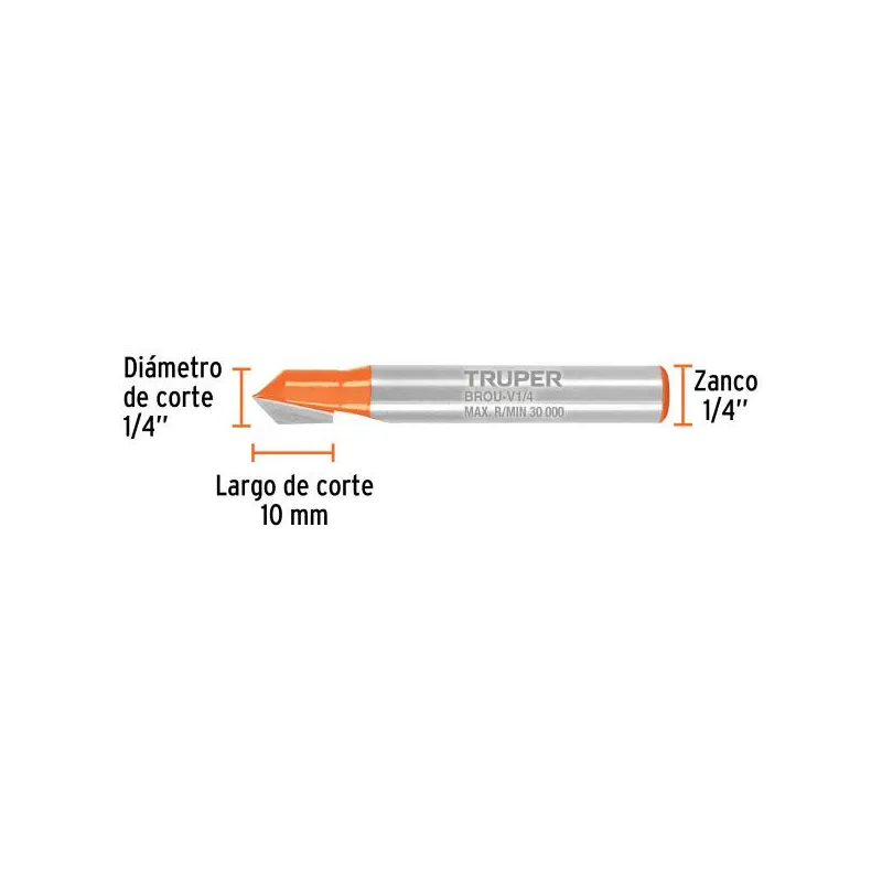 Fresas Corte V 1/4" x10mm Truper 11465