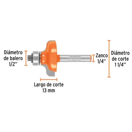 Fresas Pecho de Paloma 1-1/8" x13mm cRodaje Truper 102727