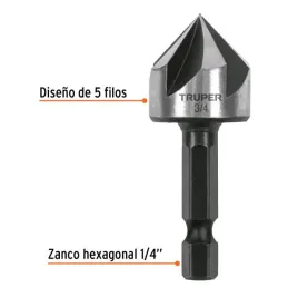Brocas Avellanadores para Metal 3/4" x50mm Z1/4 Trupe 102382 Truper-Brocas Avellanadores para Metal 3/4" x50mm Z1/4 Trupe 102382