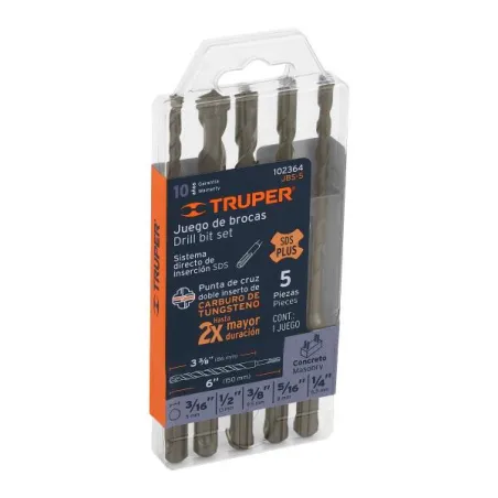  Juego de Brocas para Concreto SDS Plus 5 Piezas Truper 102364 22.033898 Juego de Brocas para Concreto SDS Plus 5 Piezas Truper 