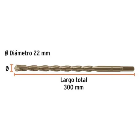 Brocas Concreto 22mm x300mm ZP3 Ctungsteno Truper 102358