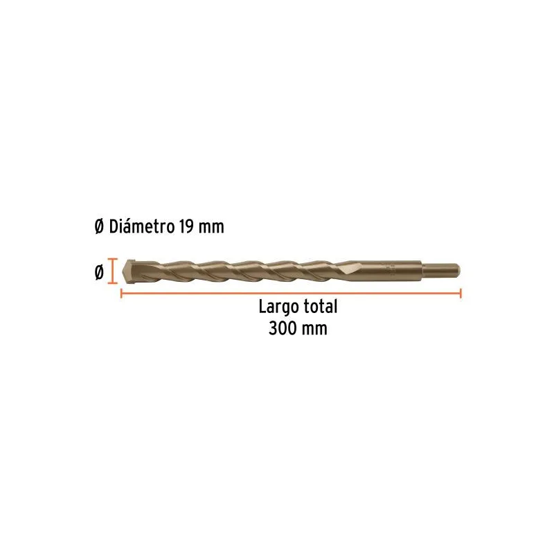 Brocas Concreto 19mm x300mm ZP3 Ctungsteno Truper 102356