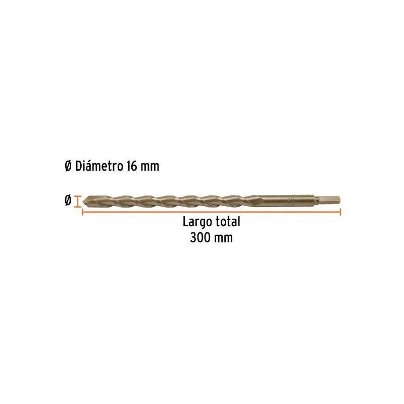 Brocas Concreto 16mm x300mm ZP3 Ctungsteno Truper 102354