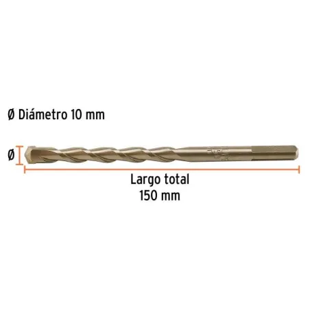 Brocas Concreto 10mm x150mm ZP3 Ctungsteno Truper 102349