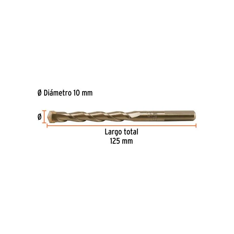 Brocas Concreto 10mm x125mm ZP3 Ctungsteno Truper 102348