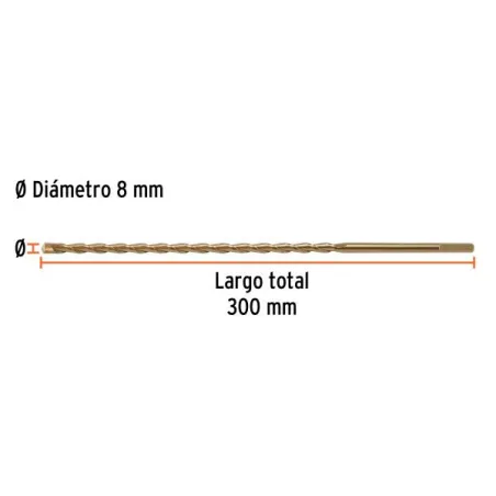 Brocas Concreto 8mm x300mm ZP3 Ctungsteno Truper 102347