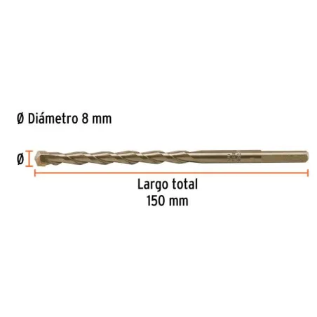  Brocas Concreto 8mm x100mm ZP3 Ctungsteno Truper 102345 2.118644 Brocas Concreto 8mm x100mm ZP3 Ctungsteno Truper 102345 Cuerpo