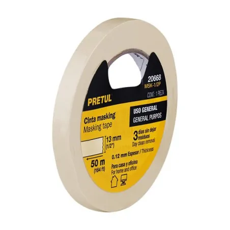  Cintas Masking Tape 12mm x50m Pretul 20668 1.864407 Cintas Masking Tape 12mm x50m Pretul 20668Adhesivo de caucho naturalUso en 