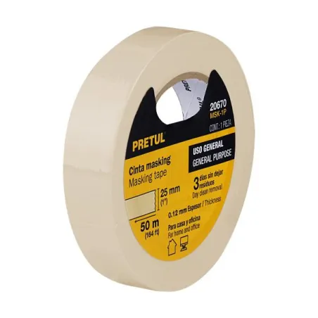  Cintas Masking Tape 24mm x50m Pretul 20670 3.474576 Cintas Masking Tape 24mm x50m Pretul 20670 Adhesivo de caucho natural Uso e
