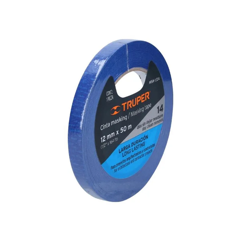 Cintas Masking Tape Azul 1/2" x50m para pintor Truper 12620