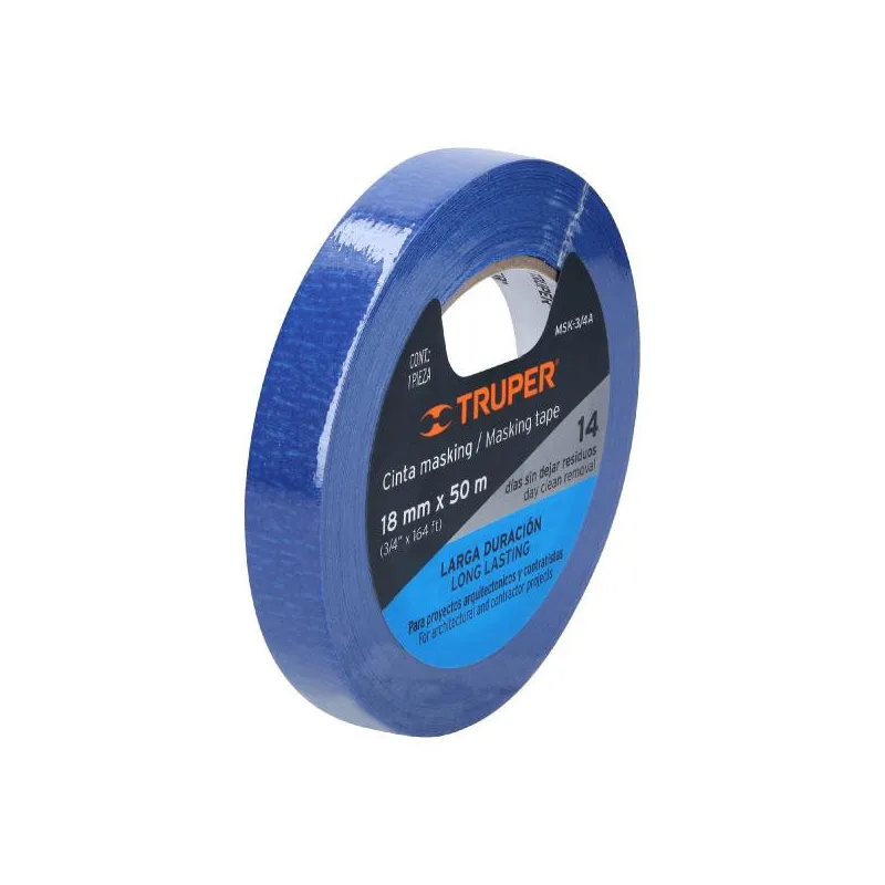 Cintas Masking Tape Azul 3/4" x50m para pintor Truper 12621