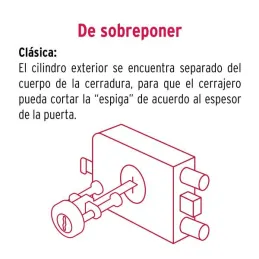 Cerraduras de Sobreponer Izquierda 2Barras Clasica Hermex 43483 Hermex-Cerraduras de Sobreponer Izquierda 2Barras Clasica Hermex