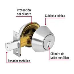 Cerrojos Cromo Mate Llave-LlAve Hermex 23611 Hermex-Cerrojos Cromo Mate Llave-LlAve Hermex 23611 Cerrojo con llave al exterior e