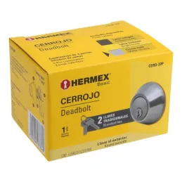 Cerrojos Cromo Mate Llave-LlAve Hermex 23611 Hermex-Cerrojos Cromo Mate Llave-LlAve Hermex 23611 Cerrojo con llave al exterior e