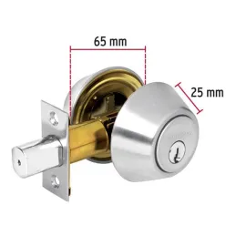 Cerrojos Cromo Mate Llave-LlAve Hermex 23611 Hermex-Cerrojos Cromo Mate Llave-LlAve Hermex 23611 Cerrojo con llave al exterior e